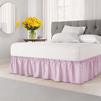 CGK Linens Ruffled Elastic Wrap Around Bedskirt, 12-Inch Drop with Elasticized Fit