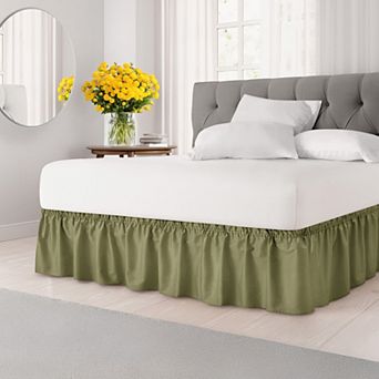 Ruffled Elastic Wrap Around Bedskirt 12 Inch Drop