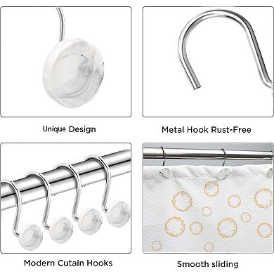 Set Of 12 Rust Resistant Shower Curtain Hooks