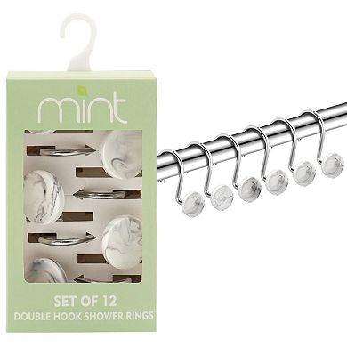 Set Of 12 Rust Resistant Shower Curtain Hooks