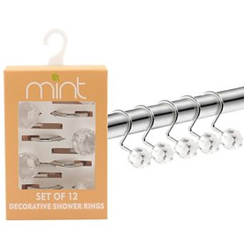 Set Of 12 Rust Resistant Shower Curtain Hooks