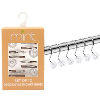 Set Of 12 Rust Resistant Shower Curtain Hooks