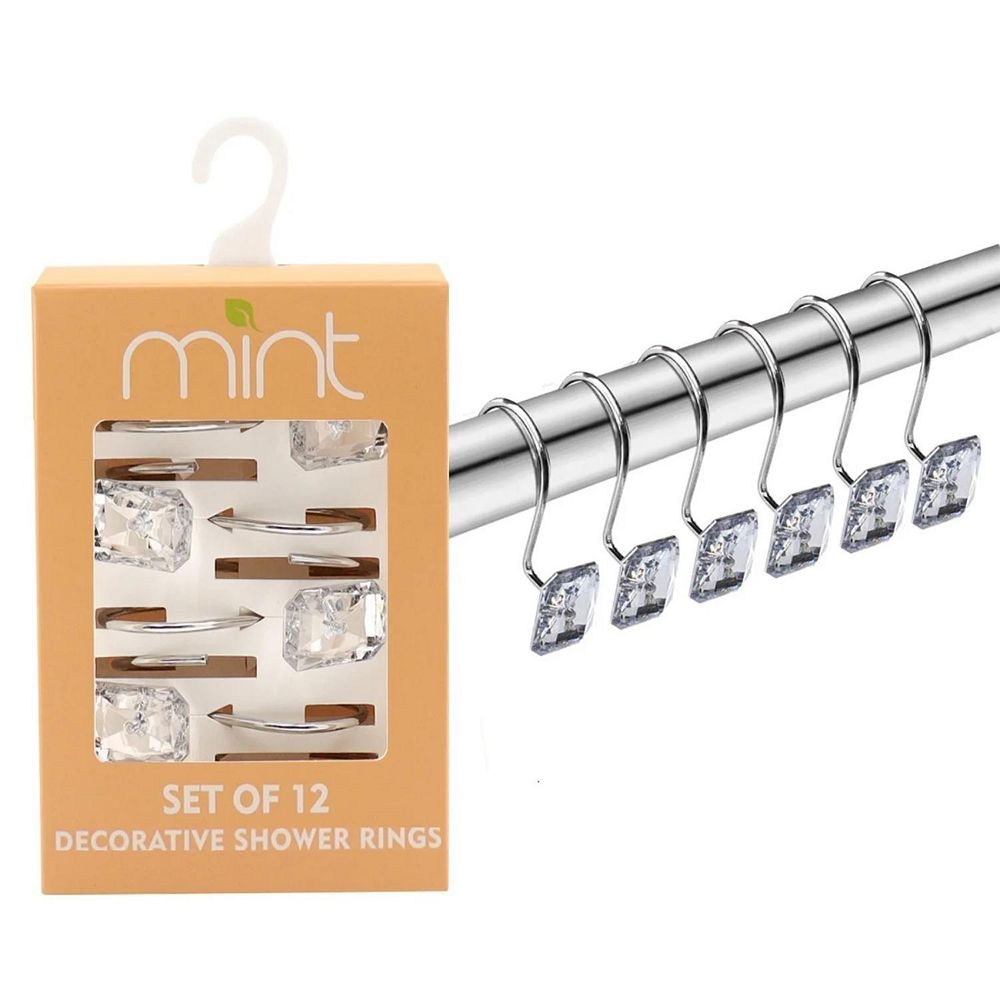 Set Of 12 Rust Resistant Shower Curtain Hooks