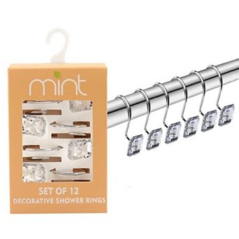 Set Of 12 Rust Resistant Shower Curtain Hooks