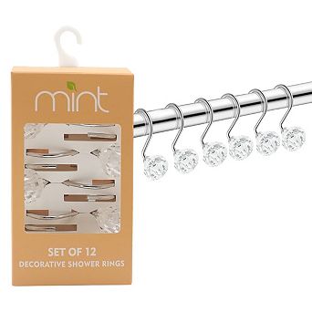 Set Of 12 Rust Resistant Shower Curtain Hooks
