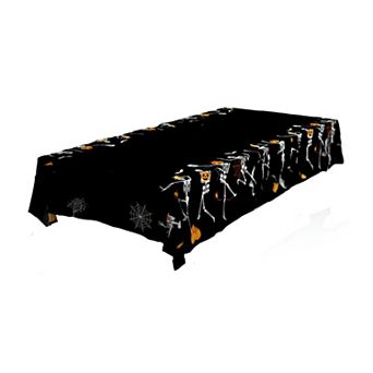 Dancing Skeleton Printed Wrinkle-Free Tablecloth for Dining Room or Kitchen Décor