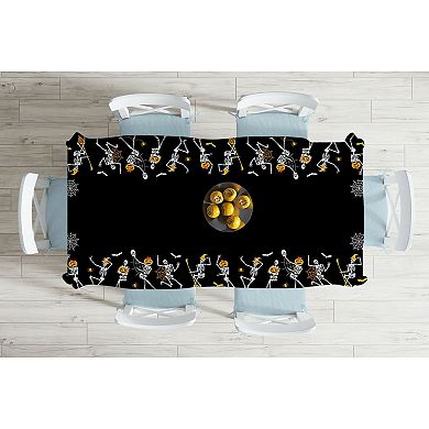 Dancing Skeleton Printed Wrinkle-Free Tablecloth for Dining Room or Kitchen Décor