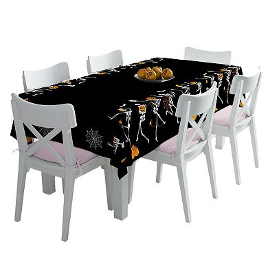 Dancing Skeleton Printed Wrinkle-Free Tablecloth for Dining Room or Kitchen Décor