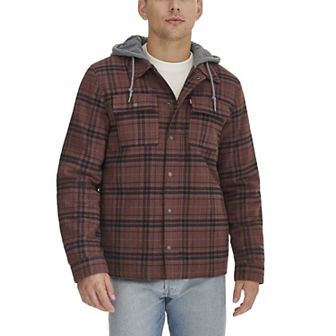 Men's Levi's® Plaid Fleece Hooded Shirt Jacket