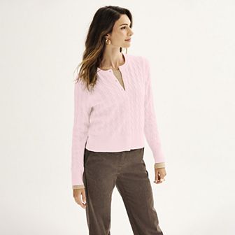 Petite Croft & Barrow® Extra Soft Classic Cable Knit Cardigan - Size XL