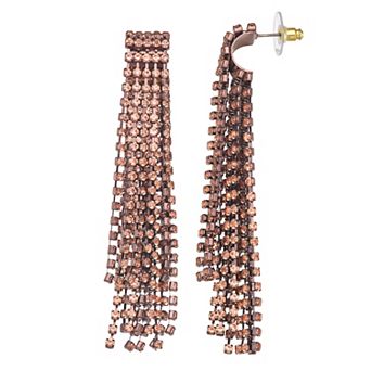 Simply Vera Vera Wang Brown Gold Tone Leverback Rhinestone Fringe Drop Earrings