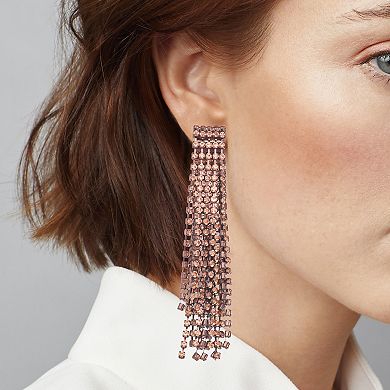 Simply Vera Vera Wang Brown Gold Tone Leverback Rhinestone Fringe Drop Earrings