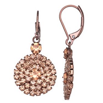 Simply Vera Vera Wang Brown Gold Tone Leverback Rhinestone Drop Earrings