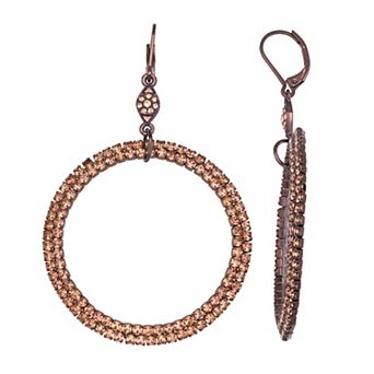 Simply Vera Vera Wang Brown Gold Tone Leverback Rhinestone Ring Drop Earrings