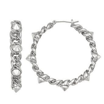 Simply Vera Vera Wang Silver Tone Spike Chain Hoop Earrings