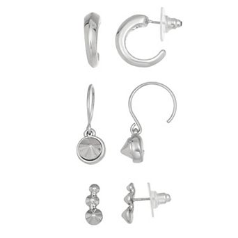 Simply Vera Vera Wang Silver Tone Hoop Drop Earrings Trio Set