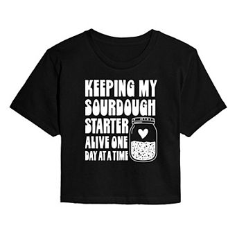 Juniors' Keeping My Sourdough Starter Graphic Cropped Tee