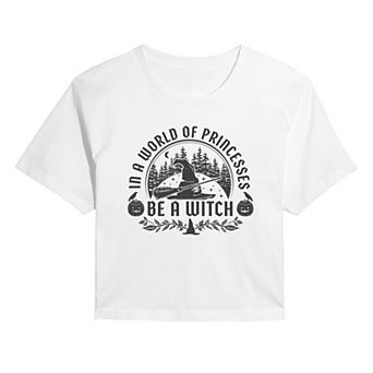 Juniors' Be A Witch Cropped Halloween Graphic Tee