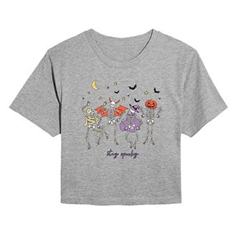 Juniors' Stay Spooky Cropped Halloween Graphic Tee