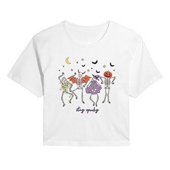 Juniors' Stay Spooky Cropped Halloween Graphic Tee