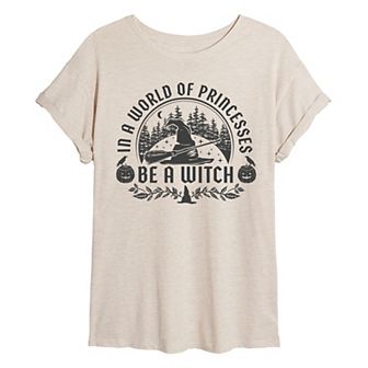 Juniors' Be A Witch Halloween Oversized Graphic Tee
