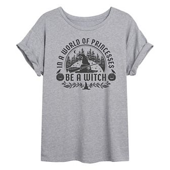 Juniors' Be A Witch Halloween Oversized Graphic Tee