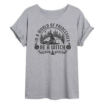 Juniors' Be A Witch Halloween Oversized Graphic Tee