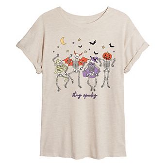 Juniors' Stay Spooky Halloween Oversized Graphic Tee