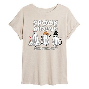 Juniors' Spook Around & Find Out Oversized Graphic Tee