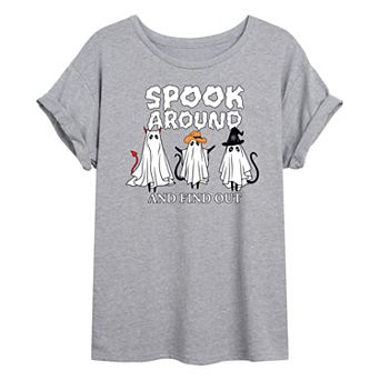 Juniors' Spook Around & Find Out Oversized Graphic Tee