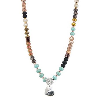 Simply Vera Vera Wang Silver Tone Beaded Heart Pendant Necklace