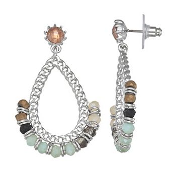 Simply Vera Vera Wang Silver Tone Post Bead Elongated Drop Earrings