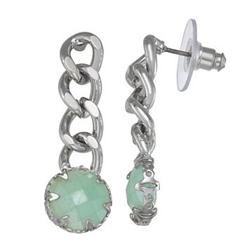 Simply Vera Vera Wang Silver Tone Post Chain Simulated Stone Linear Earrings