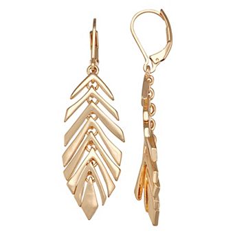 Simply Vera Vera Wang Gold Tone Leverback Leaf Drop Earrings