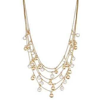 Simply Vera Vera Wang Gold-Tone Simulated Stone Multi-Row Frontal Necklace