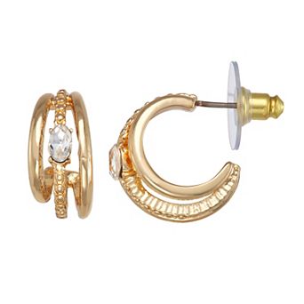 Simply Vera Vera Wang Gold Tone 3 Row Hoop Earrings