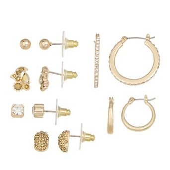 Simply Vera Vera Wang 6-Pair Gold-Tone Studs & Hoops Earring Set