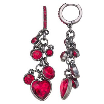 Simply Vera Vera Wang Hinge Hoop Beaded Heart Linear Earrings