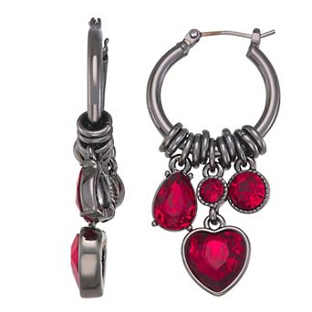 Simply Vera Vera Wang Click-It Heart Charm Hoop Earrings