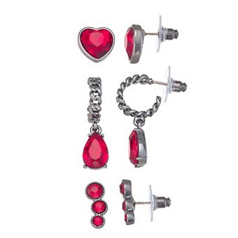 Simply Vera Vera Wang 3-Pair Heart Earring Set