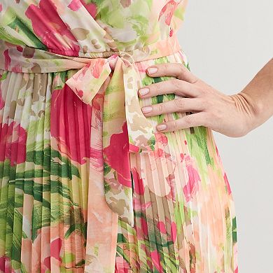 Women's 5th & Madison Edit Sleeveless Surplice Pleated Midi Dress