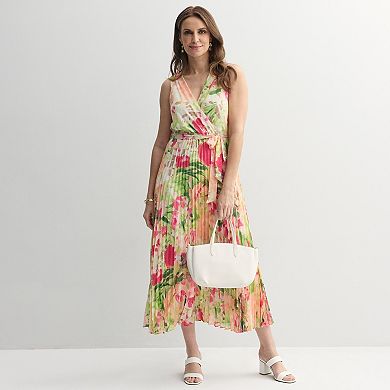 Women's 5th & Madison Edit Sleeveless Surplice Pleated Midi Dress