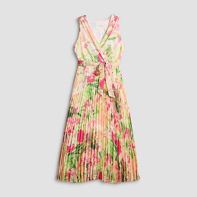 Women's 5th & Madison Edit Sleeveless Surplice Pleated Midi Dress