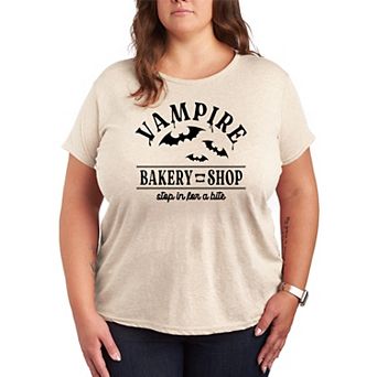 Plus Size Vampire Bakery Shop Short Sleeve Halloween Graphic Tee