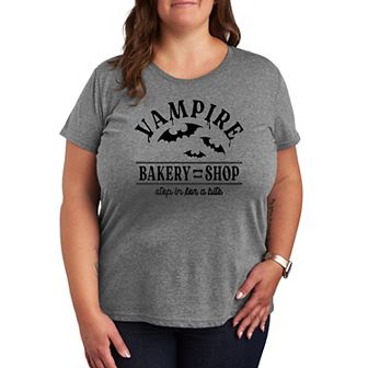 Plus Size Vampire Bakery Shop Short Sleeve Halloween Graphic Tee