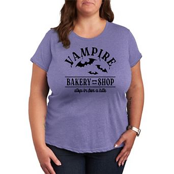 Plus Size Vampire Bakery Shop Short Sleeve Halloween Graphic Tee
