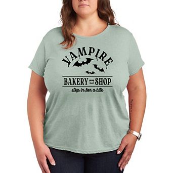 Plus Size Vampire Bakery Shop Short Sleeve Halloween Graphic Tee