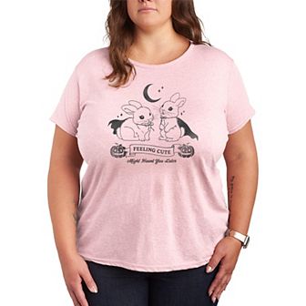 Plus Size Feeling Cute Might Haunt You Later Halloween Graphic Tee