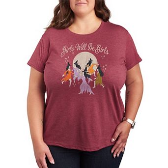 Plus Size Girls Will Be Girls Witches Halloween Graphic Tee