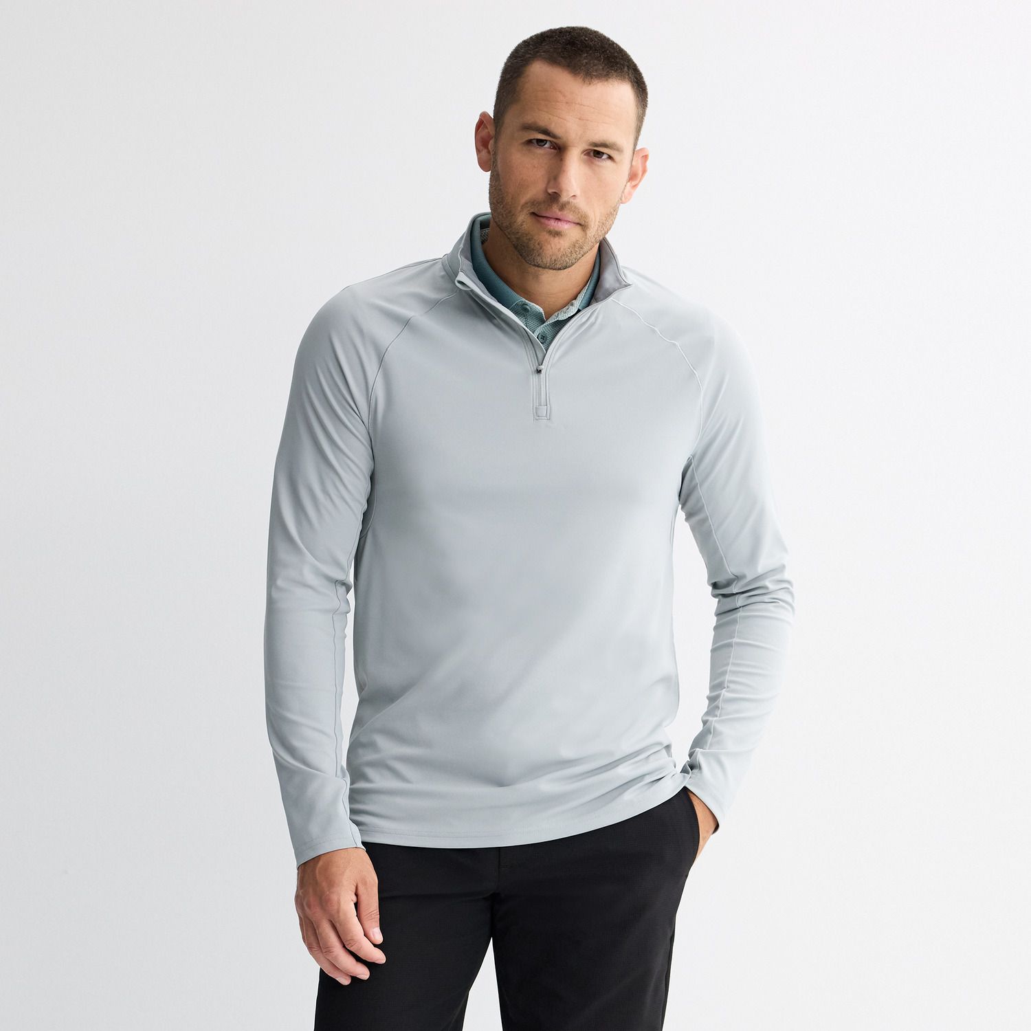 Мужской свитер FLX Golf Quarter Zip Pullover, цвет: Светлый серый